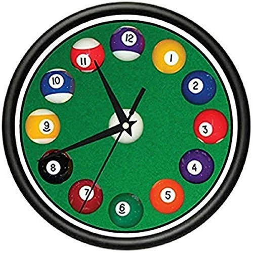 Pool Balls Wall Clock Hall Billiards Game Room cue - Picture 1 of 2