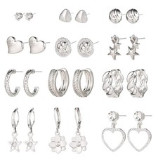 12 Pairs Gold Hoop Earrings Set for Women, Boho Fashion Statement Stud hoops Ear