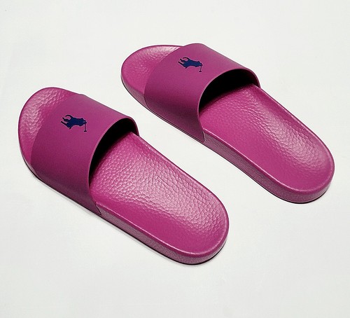 Polo RALPH LAUREN Mens 12 Pool Sandals Slides Pink Navy Pony Fuschia Flip Flops - Picture 16 of 20