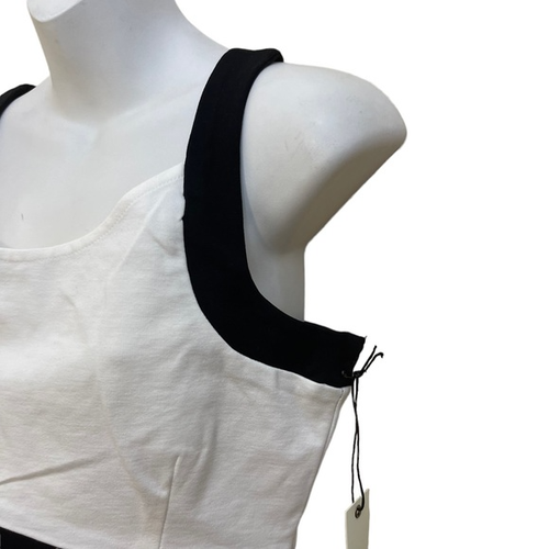 Black & White Sleeveless Round Neck Back Zip-Up Detail Crop Top Medium - 第 4/8 張圖片
