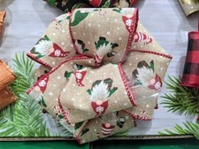 KIRKLAND SIGNATURE- WIRE EDGED RIBBON 2.5" WIDTH- Christmas Gnomes - 10 YDS