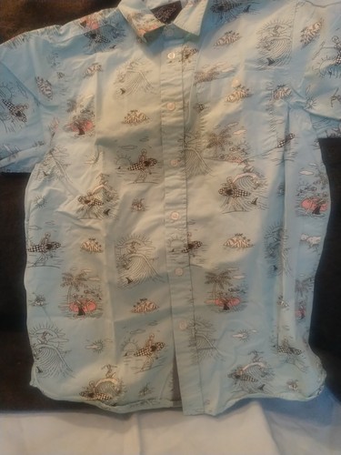 Eighty Eight Skull Vacation Short Sleeve Button Up. Surf Waves Size Small. - Picture 6 of 8