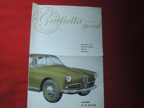 ALFA ROMEO Used Original GIULIETTA SPRINT Coupe SALES BROCHURE dated 1956