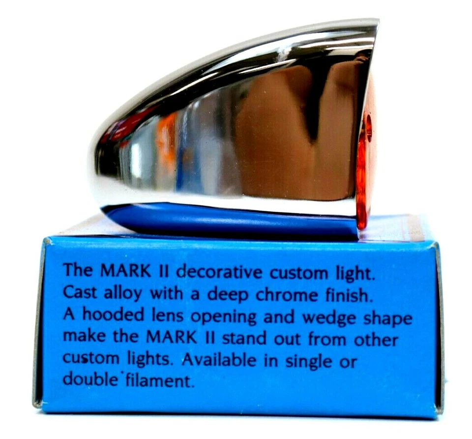 Luz de circulación personalizada decorativa EMGO Mark II cuña 12V cromo ámbar Harley nueva de stock Foto 4 de 4