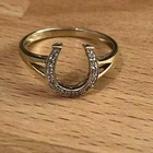 Wedding Horse Shoe Ring 2Ct Round Cut Lab-Created Diamond 14K Yellow Gold Plated