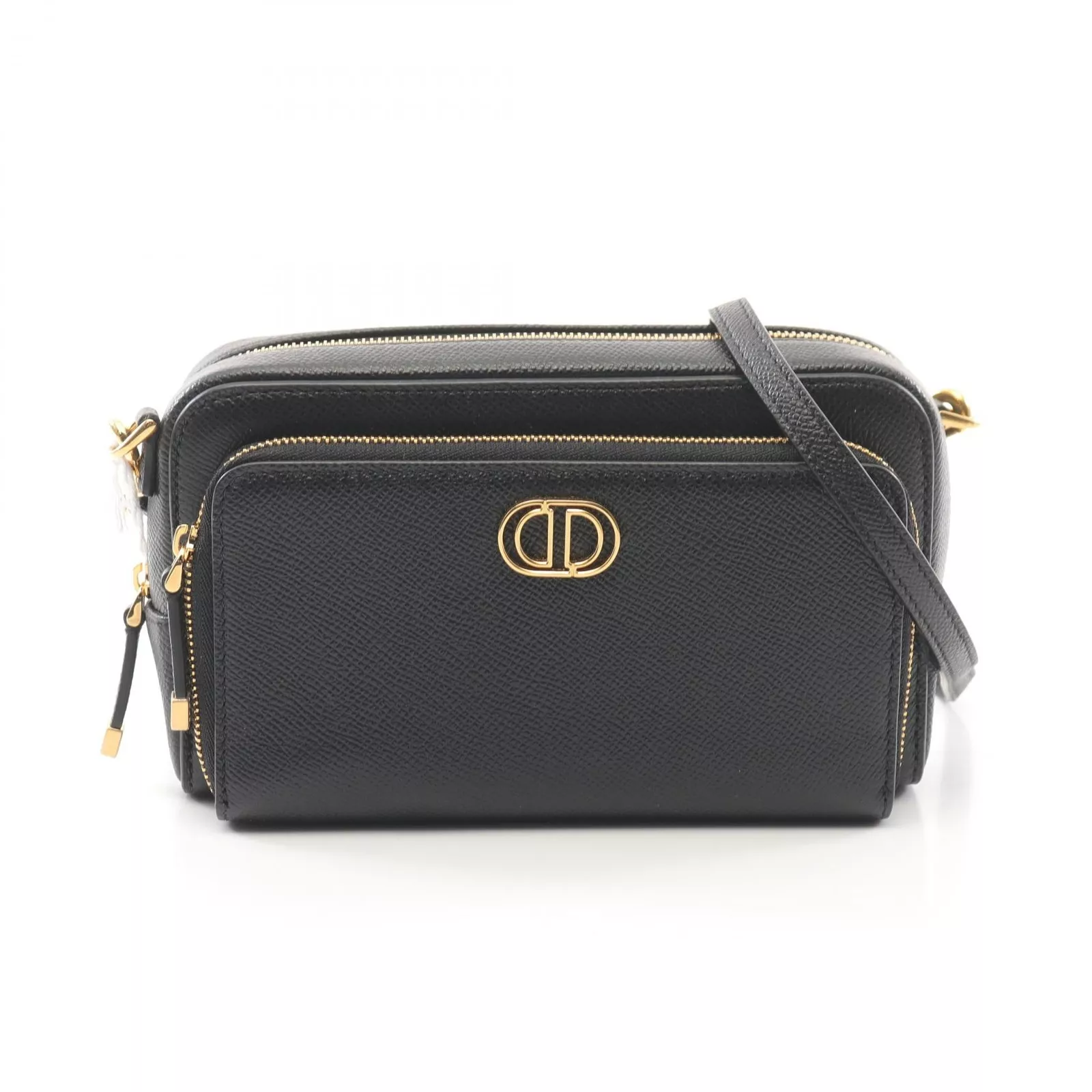 Sac bandoulière Dior Caro double poche S7431UBAE cuir noir occasion femme