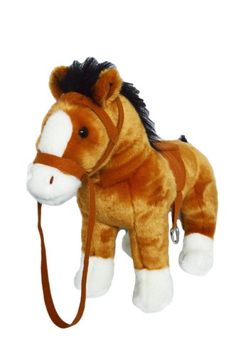 Auswella Plush Copper Penny Brown Pony with Saddle- Stuffed Animal Horse - Picture 2 of 3