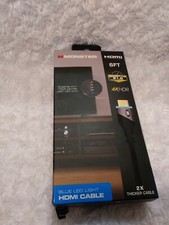 Monster HDMI Cable 4K HDR Premium Gold Plated High Speed 6 Ft Blue LED Lighted