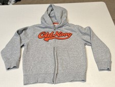 Old Navy Active Gray Orange Logo Zipper Hoodie Jacket Youth Boys S 6-7 Small