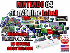 N64 Cartridge Top End Labels All USA Games Do It Yourself Printing USB