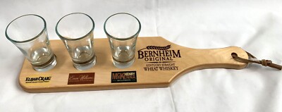 Kentucky Whiskey Tasting Flight Board with Glasses Elijah Craig Evan Williams