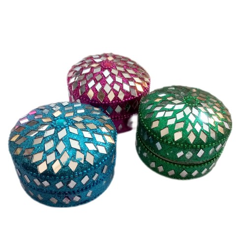 Set of 3 Ornate Christmas Handcrafted Trinket Jewelry Box India Handicraft Gifts - Picture 14 of 14