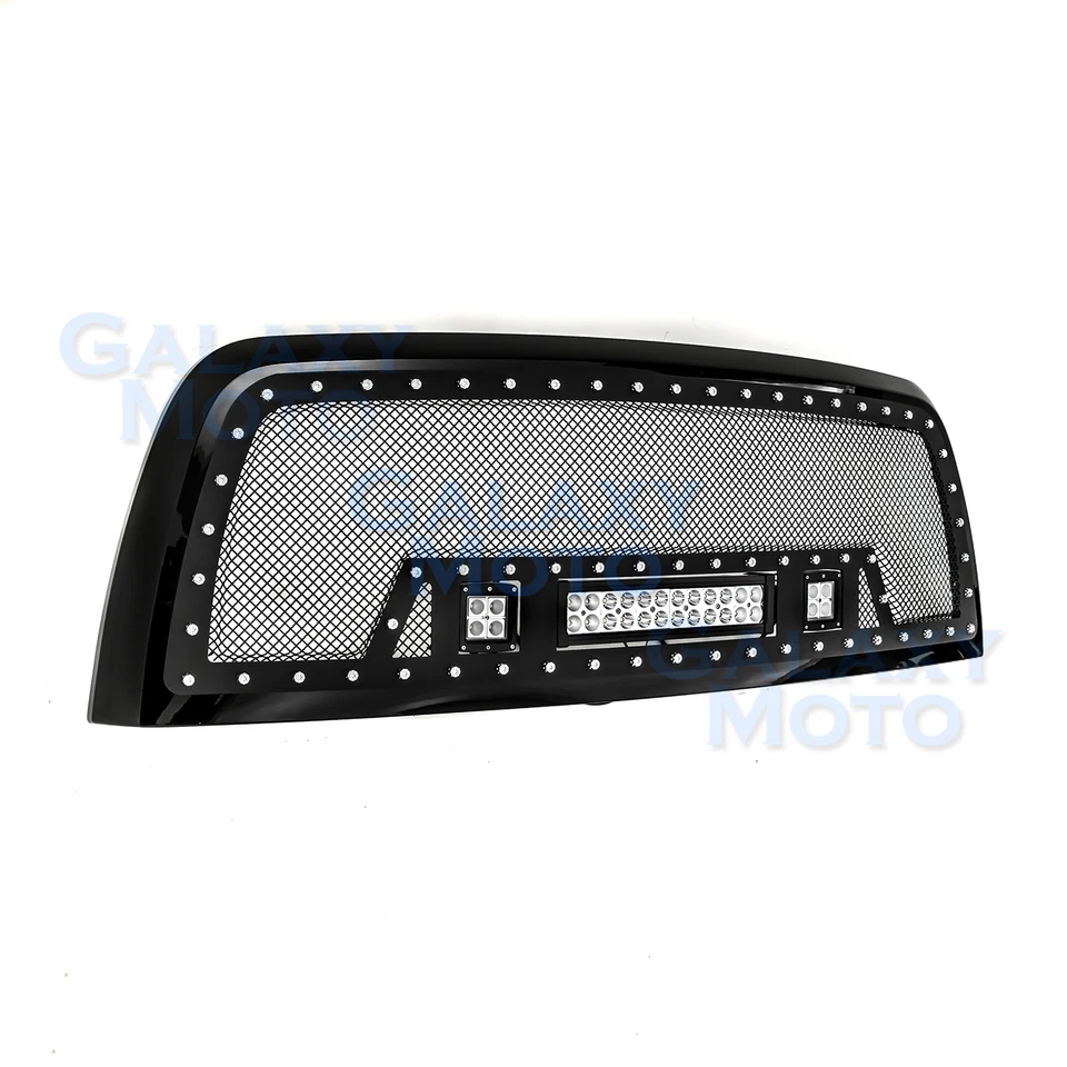 Rejilla de malla negra SS + carcasa negra + con luces LED para Dodge RAM 2500/3500 10-17  Foto 3 de 3