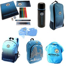 Manchester City School Backpack Lunch Boot Bag Stationery Set Kids Official Kit