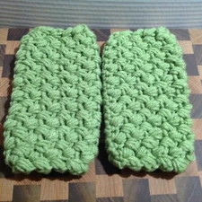 Handmade Crochet Wrist-Arm Warmers Fingerless Gloves Solid Mint Green M1-4