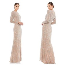 Mac Duggal Beaded Long Sleeve Evening Gown Long Sleeve Mocha Size 8 NWT