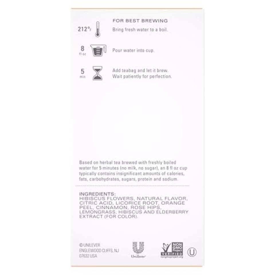 Bolsas de té de hierbas TAZO Passion paquete de 20 unidades de té helado sin cafeína Foto 3 de 4