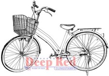 Estampillas rojas profundas niñas bicicleta sello adhesivo