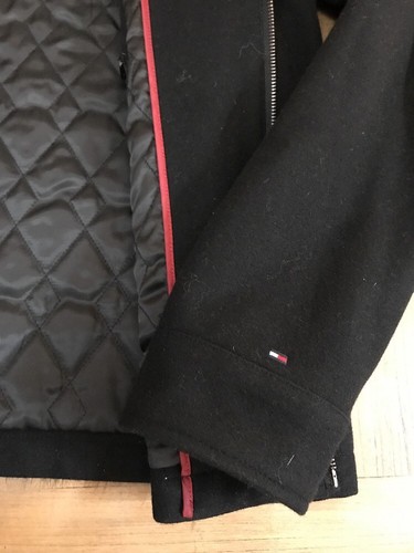 TOMMY HILFIGER MENS BLACK WOOL BLEND ZIPPERED COAT SIZE M - SLIP IN POCKETS - Picture 5 of 12