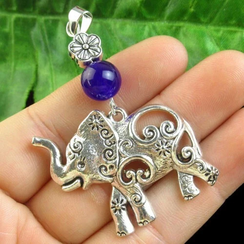Purple jade elephant deals pendant