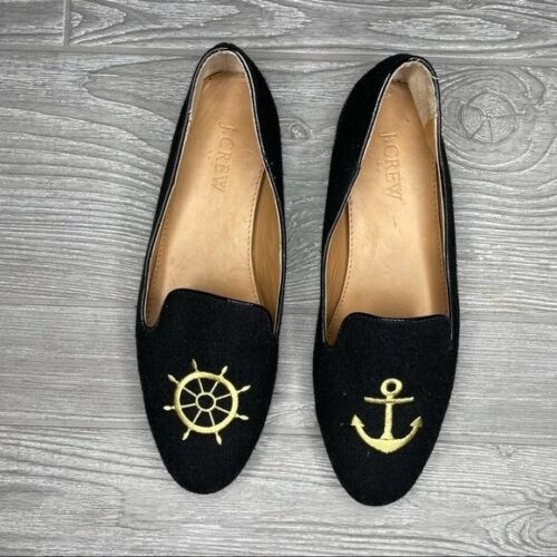 J crew anchor and steering wheel nautical slip on flats shoes size 7.5 - Picture 1 of 6