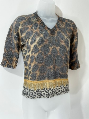 Versace Versus Wool Mohair Blend Brown Animal Print Uk 8-10 VGC - Picture 4 of 22