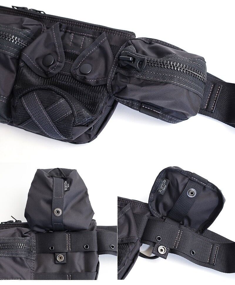 PORTER ALL WAIST BAG with POUCHES 502-05961 Black Beige 2 PORTER ALL WAIST BAG with POUCHES 502-05961 Black Beige 2