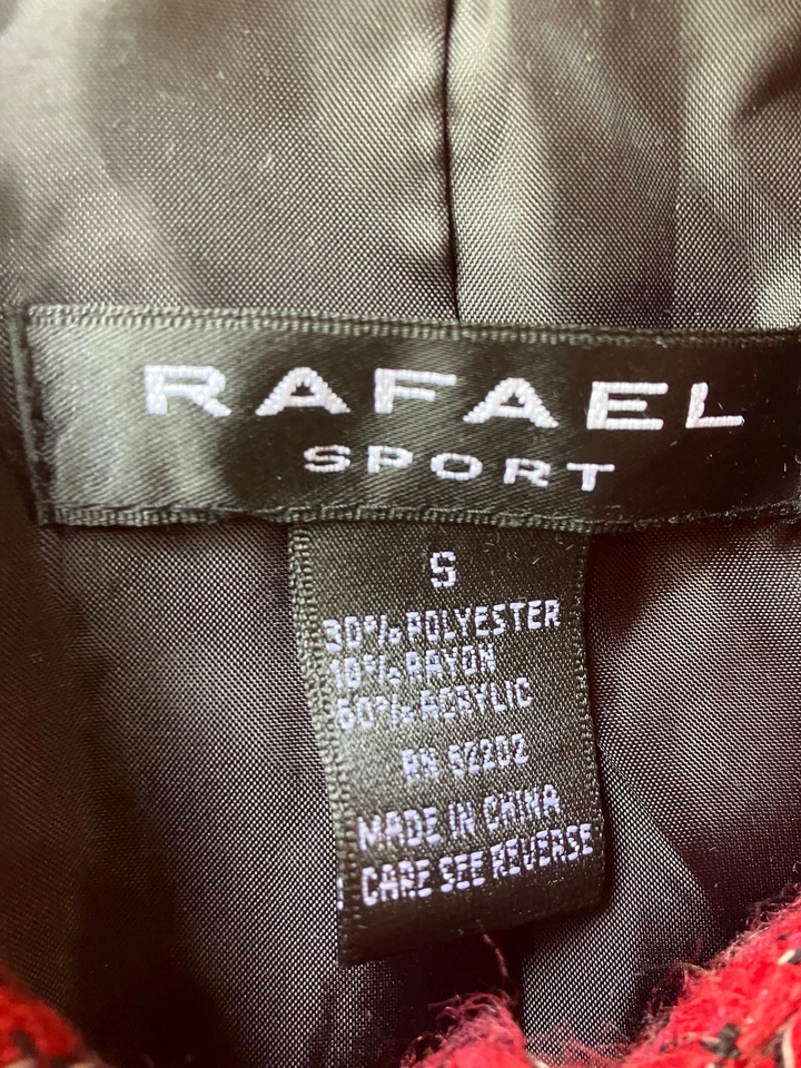 Blazer de tweed rojo y negro RAFAEL SPORT para mujer talla pequeña chaqueta corta carrera informal Foto 4 de 4