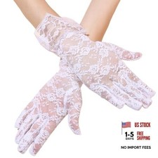 Lace Gloves Women Tea Party Elegant Short Vintage Summer One Size Flower White