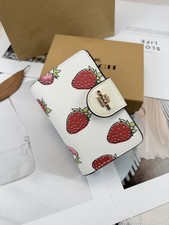 Medium Corner Zip Wallet With Strawberry Print CAP01 with Box outlet