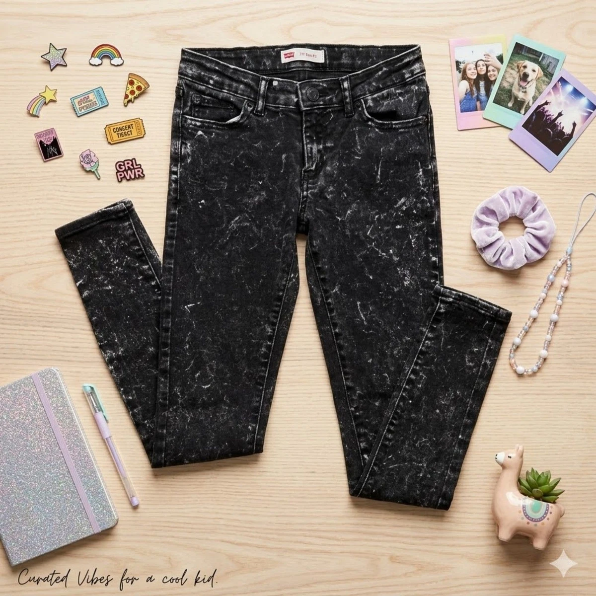 Pantaloni Jeans Bambina Jeans Bambini Con Vita Elastica - Pantaloni Denim Gamba Larga Per
