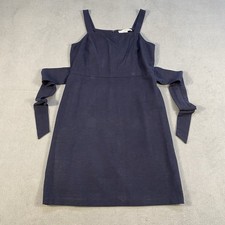 Loft Women's Navy Blue Sleeveless Square Neck Dress, Back Zipper, Tie Back, 4