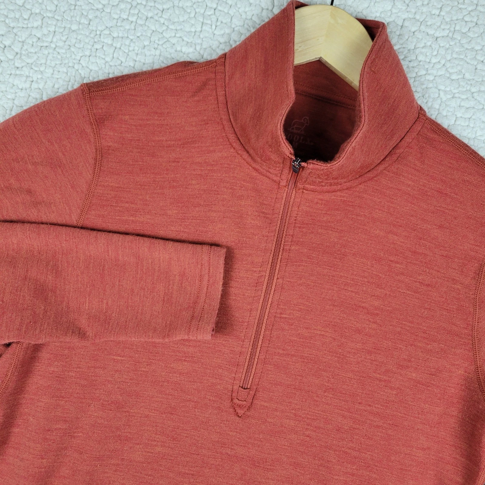 WoolX Merino Wool Quarter Zip Pullover Mens Medium Orange Base Layer