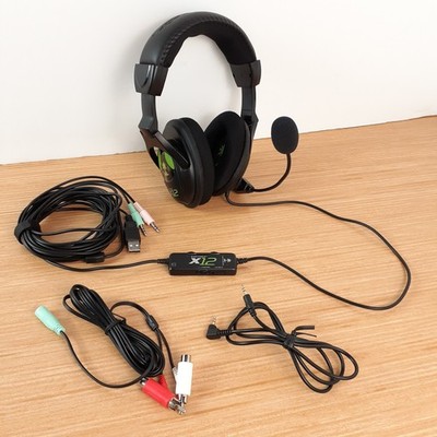 Turtle Beach Ear Force X12 Xbox 360 Gaming Headset Wired Black Tested Works