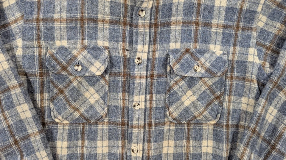 Camisa de Franela a Cuadros Robert Surrey Para Hombres M Corea Azul Marrón Mezcla de Lana De Colección Foto 2 de 4