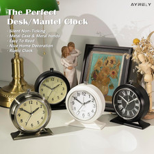   4-Inch Battery Operated Alarm Clock Silent Analog Desk Clocks with Light Vi...