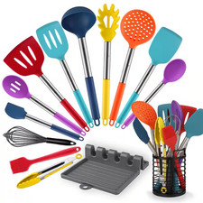 14-Piece Kitchen Utensil Set with Heat-Resistant Silicone and Stainless Steel, N