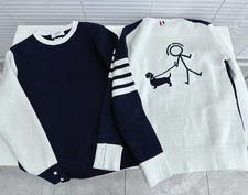 Thom Browne 4-Bar Mr Thom and Hector Two Tone Unisex Sweatshirt Three Color