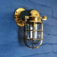 MARINE STYLE SOLID BRASS WALL SCONCE BULKHEAD NAUTICAL VINTAGE LIGHT FIXTURE