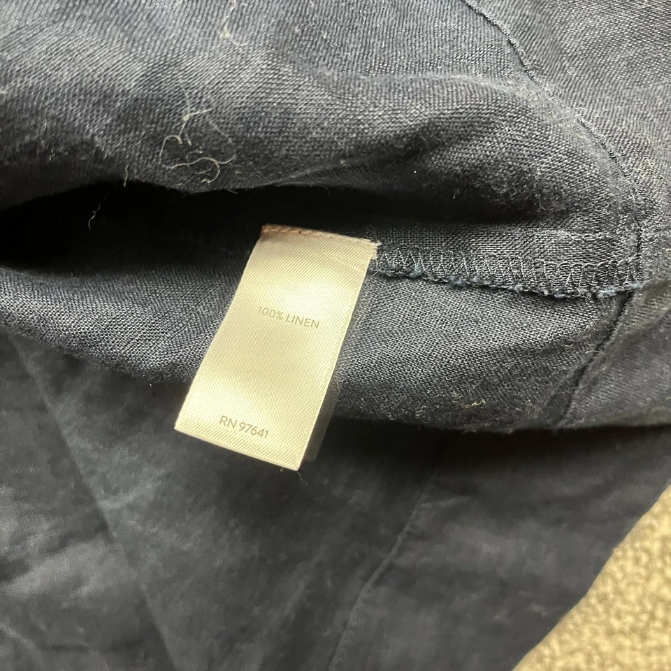 Vestido de lino Jill Love para mujer XL azul marino sin mangas con botones delantero con cinturón Foto 4 de 4