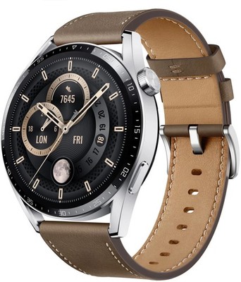 Huawei Watch GT3 classic 46mm Android Smartwatch stainless steel Leder NEU & OVP