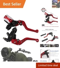 7/8" Motorcycle Brake Clutch Lever Set - Adjustable & Durable Red