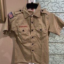 Boy Scout BSA UNIFORM Tan SHIRT Youth Large Short Sleeve J75