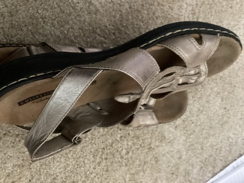 Clarks Collection Adjustable Leather Sandals Silver. Old - Picture 3 of 5