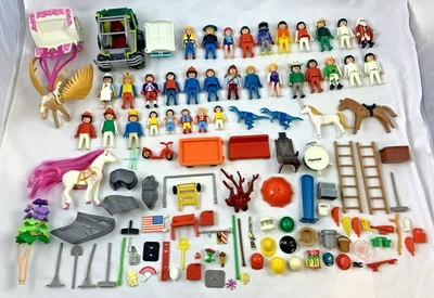 Playmobil lot figurines chevaux accessoires véhicules dinosaures lot pièces - Photo 1/4