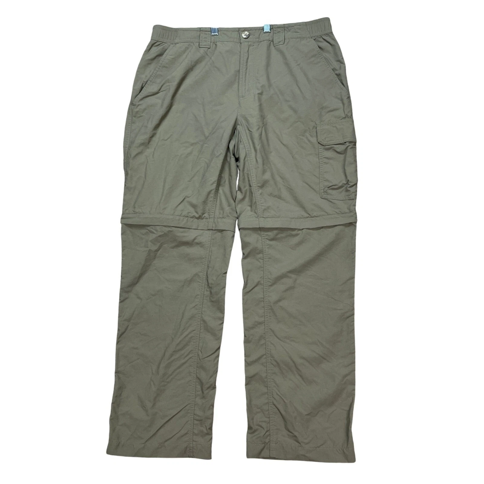 Columbia Pants Mens 34x30 Green Sage Convertible Cargo Zip Off Hiking Omni-Shade