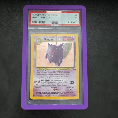 1999 Pokemon Fossil #5 Gengar Holo PSA 1