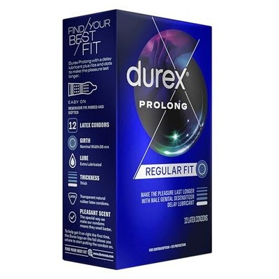 Durex Prolong Condoms with Delay Lubricant, Ribbed 12 Count (Pack of 1), Blue 302340971386| eBay Durex Prolong Condoms with Delay Lubricant, Ribbed 12 Count (Pack of 1), Blue 302340971386| eBay