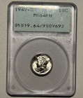 1942-D Silver Mercury Dime 10c PCGS MS64 FB OGH Rattler Blast White Nice Luster