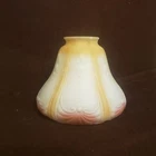 Antique Art Nouveau Painted Milk Glass Embossed Lamp Shade Floral Chips